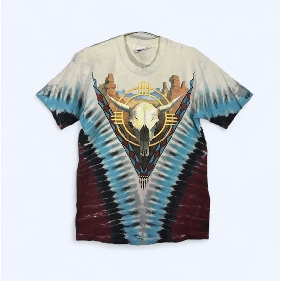 Liquid Blue Other - Vtg 1992 Rare Liquid Blue Tie Dye Western Skull Eagle T Shirt Men's Large